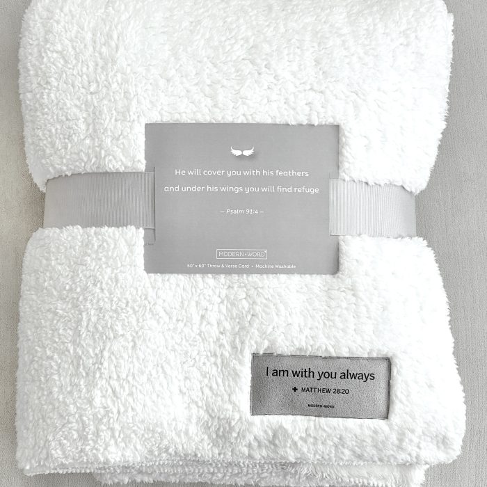 Matthew 28:20 Blanket—Ivory Shetland Sherpa (reversible)