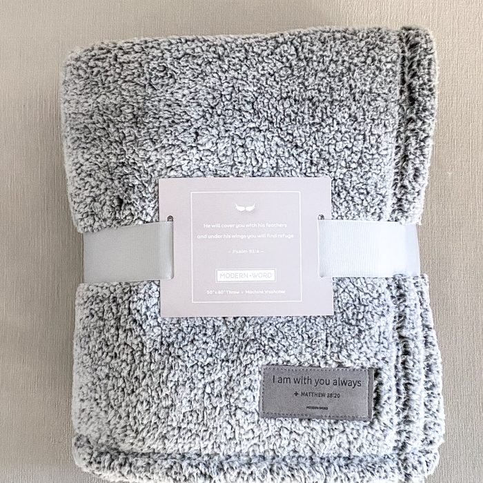 Matthew 28:20 Blanket—Charcoal Sherpa